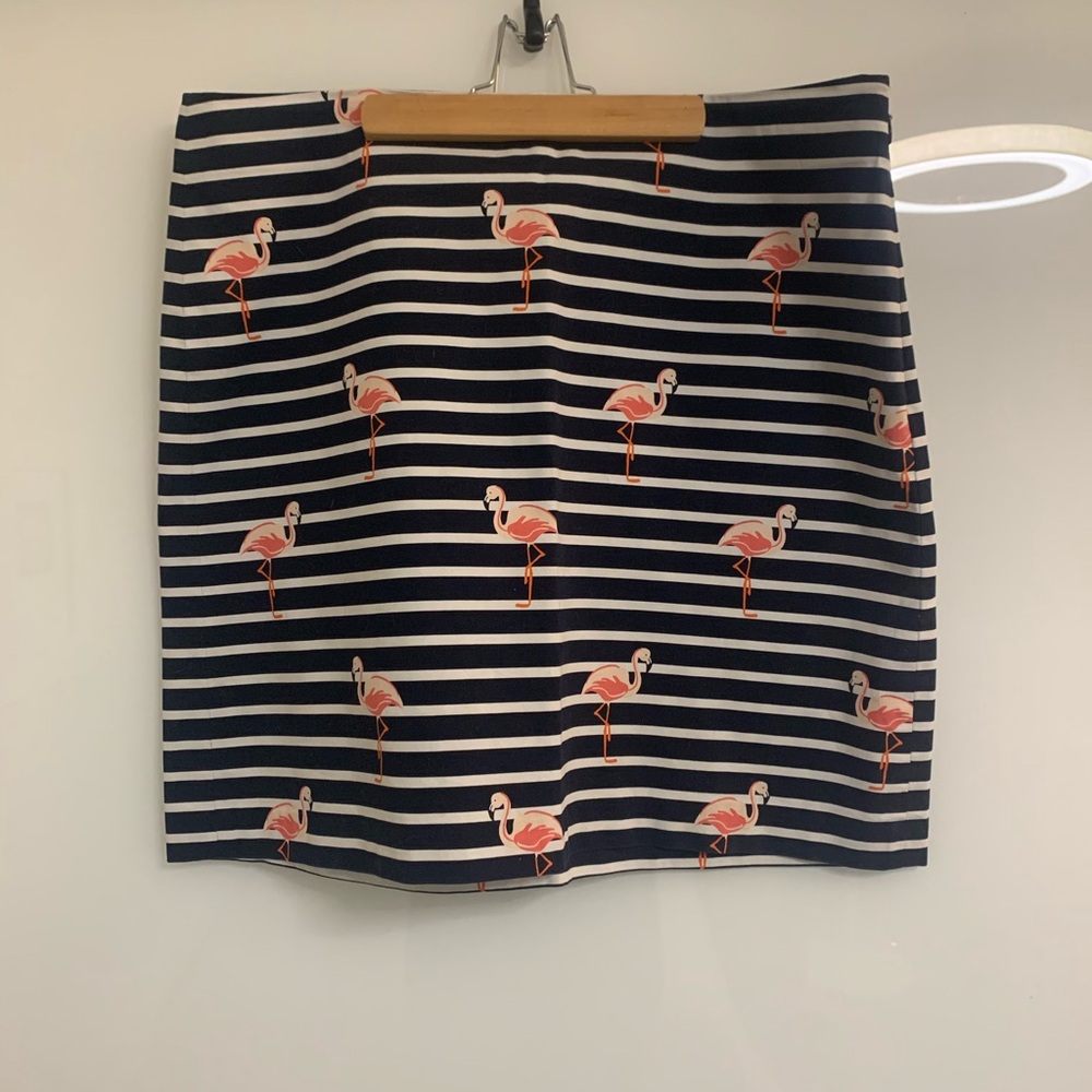 Striped Flamingo Print Skirt
